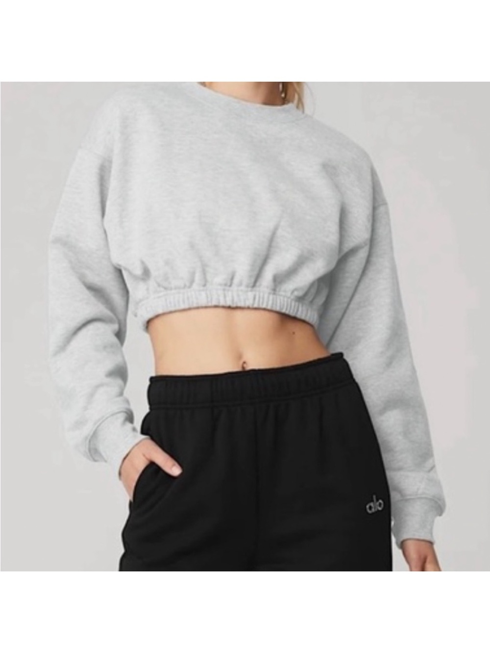 ALO Yoga Heather Gray Cropped Crewneck Sweatshirt